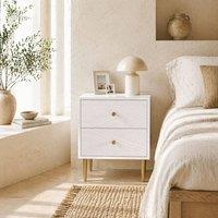 Wyld Haus Dina White & Gold Two Drawer Bedside Table