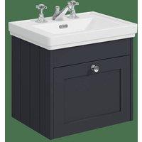 Balterley 500mm Wall Hung 1 Drawer Unit Classic Basin 3 Tap Hole Satin Dark Grey