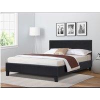 Comfy Living Ltd Modern Faux Leather Upholstered Bedframe in Black | Size: King