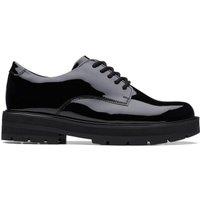 Clarks Prague Lace Youth Black Patent Brogues | Size: 4.5-Wide Fit