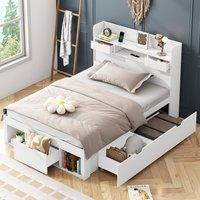 Matteo Children's Multifunctional Single Daybed - USB Port & Storage - White