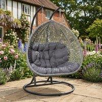 Rosewood & Stone Home Bodiam - Double Egg Chair in Dark Grey on Grey | Size: 2 Seater