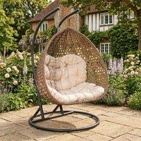 Rosewood & Stone Home Bodiam - Double Egg Chair in Cream on Brown | Size: 2 Seater