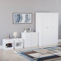 HD Designs Riano 3Pc Bedroom Set - 4 Drawer Chest, 3 Door Wardrobe in White