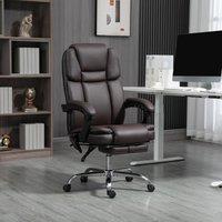 VINSETTO Massage Office Chair, PU Leather High Back Recliner in Dark Brown