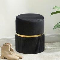 HOMCOM Round Pouffe Storage Footstool with Hidden Space in Black