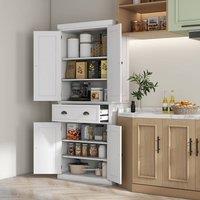 HOMCOM Freestanding Kitchen Storage Cabinet with Drawers & Shelves White