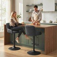 HOMCOM Bar Stools Set of 2 Adjustable Swivel Counter Height in Black