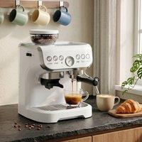 HOMCOM Bean to Cup Coffee Machine with Integrated Bean Grinder, White