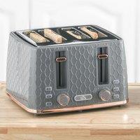 HOMCOM Toaster with 4 Slot, 7 Browning Levels, 1600W in Grey