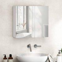 HOMCOM Bathroom Mirror Cabinet with 2 Doors & Adjustable Shelf, White