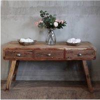 KDMD Handmade Teak Console Table Rustic Bali Entryway Decor in Brown
