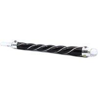 KDMD Twisted Healing Wand with Silver Rock Quartz Sphere 22cm in Black