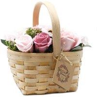 KDMD Large Pink Rose Hyacinth Sunflower Bouquet in Wicker Basket