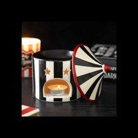 KDMD Black Striped Circus Tent Ceramic Oil Burner for Tealight