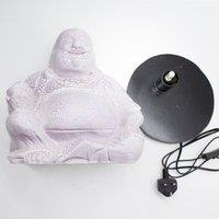 KDMD Laughing Buddha Lavender Crackle Decorative Table Lamp Round Stand