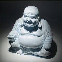 KDMD Laughing Buddha Crackle Lamp Sky Blue Round Base in Baby Blue