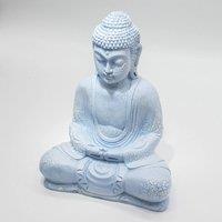 KDMD Sky Blue Meditation Buddha Lamp with Oval Stand in Baby Blue