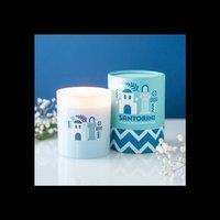 KDMD Santorini Coconut & Sea Salt Scented Candle Glass in Blue