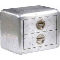 Berkfield Home Aviator End Table with 2 Drawers Vintage Aircraft Airman Style in Silver