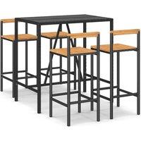 Berkfield Home 5 Piece Garden Bar Set Black Poly Rattan& Solid Wood Acacia