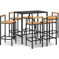 Berkfield Home 7 Piece Garden Bar Set Black Poly Rattan& Solid Wood Acacia