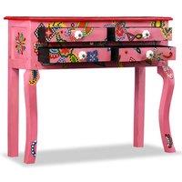 Berkfield Home Console Table Solid Mango Wood Pink Hand Painted