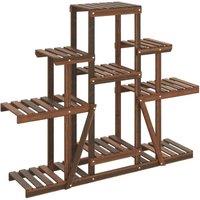 Berkfield Home Flower Stand 110x25x96 cm Solid Wood Fir in Brown | Size: 110 x 25 x 96 cm