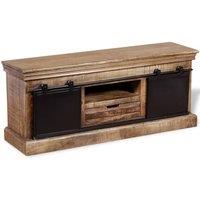 Berkfield Home TV Cabinet with 2 Sliding Doors Solid Mango Wood 110x30x45 cm | Size: 110 x 30 x 45 cm