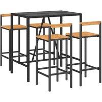 Berkfield Home Beautiful 5 Piece Garden Bar Set Black Poly Rattan& Solid Wood Acacia