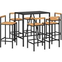 Berkfield Home Beautiful 7 Piece Garden Bar Set Black Poly Rattan& Solid Wood Acacia