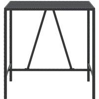 Berkfield Home Beautiful Bar Table with Glass Top Black 110x70x110 cm Poly Rattan | Size: 110 x 70 x 110 cm