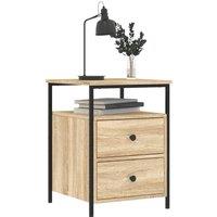 Berkfield Home Durable Bedside Cabinet Sonoma Oak 44x45x60 cm Engineered Wood in Light Tan | Size: 44 x 45 x 60 cm
