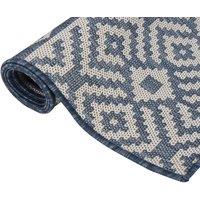 Berkfield Home Outdoor Flatweave Rug 200x280 cm Blue Stripes | Size: 100 cm diameter