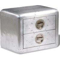 Berkfield Home Aviator End Table with 2 Drawers Vintage Aircraft Airman Style in Silver