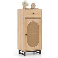 Costway PE Rattan Storage Cabinet Floor Cabinet w/ Slide Out Drawer in Natural