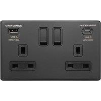 SPETLEK Matt Black Double 13A 2 Gang DP Switched Socket 1 Pack | Size: 10000mm x 520mm