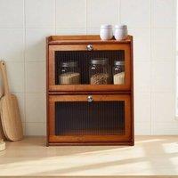 Kelvenix Wooden Bread Box Kitchen 3 Tier Tea Colour in Dark Brown | Size: 0.6m2