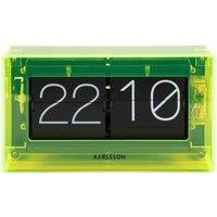 PRESENT TIME Karlsson Table Clock Acrylic Boxed Flip - Neon Yellow