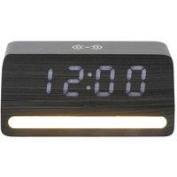 PRESENT TIME Karlsson Alarm Clock Retro W. Light LED - Black Wood Veneer