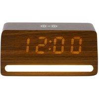 PRESENT TIME Karlsson Alarm Clock Retro W. Light LED - Dark Wood Veneer in Brown