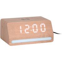 PRESENT TIME Karlsson Alarm Clock Retro W. Light LED - Light Wood Veneer in Brown