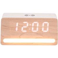 PRESENT TIME Karlsson Alarm Clock Retro W. Light LED - White Wash Veneer