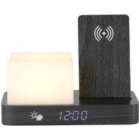 PRESENT TIME Karlsson Alarm Clock Retro W. Night LED - Black Wood Veneer