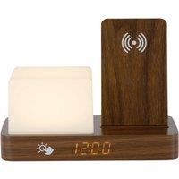 PRESENT TIME Karlsson Alarm Clock Retro W. Night LED - Dark Wood Veneer in Brown