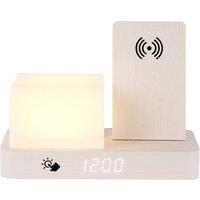 PRESENT TIME Karlsson Alarm Clock Retro W. Night LED - White Wash Veneer