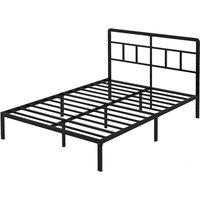 Levede Metal Bed Frame Platform with Headboard Heavy Duty Black | Size: Small Double