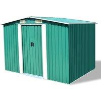 Berkfield Home Garden Storage Shed Green Metal 257x205x178 cm | Size: 257 x 205 x 178 cm