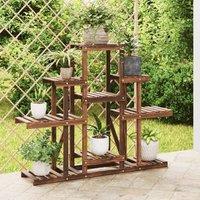 Berkfield Home Flower Stand 110x25x96 cm Solid Wood Fir in Brown | Size: 110 x 25 x 96 cm