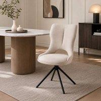 Stratus Interiors Roseland Luxury Upholstered Swivel Dining Chair with Black Spider Base in Beige